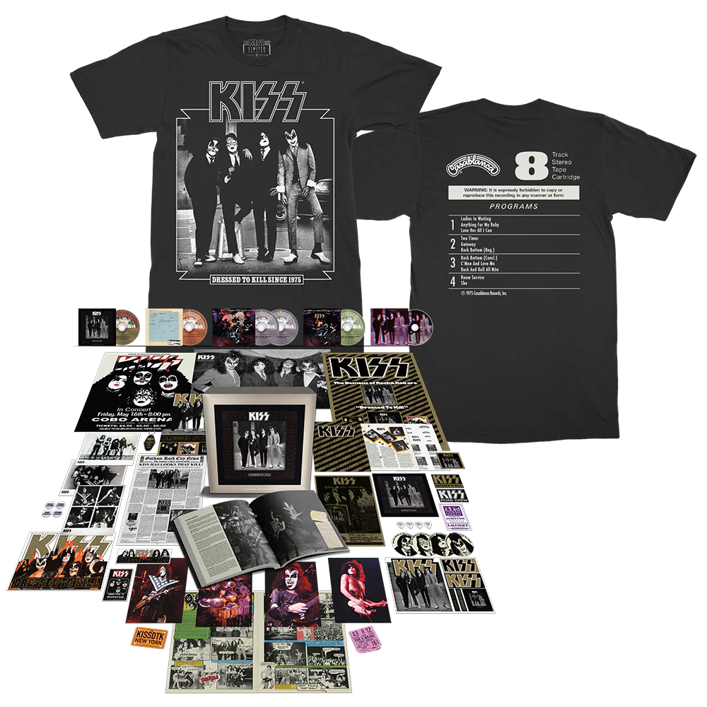 Dressed To Kill 50th Anniversary Super Deluxe 5CD + Blu-ray Audio + Dressed To Kill Since 1975 T-Shirt